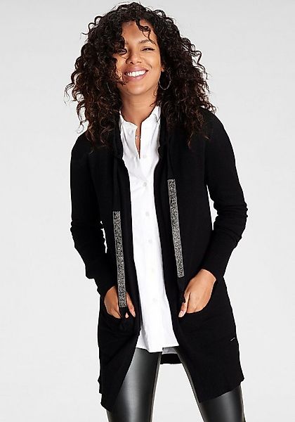 Laura Scott Kapuzenstrickjacke mit Kapuze und glitzernden Bändern günstig online kaufen