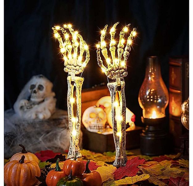 MUPOO Dekofigur Halloween Dekor,LED Gartenleuchte Skeletthand 1/2 St.40 LED günstig online kaufen