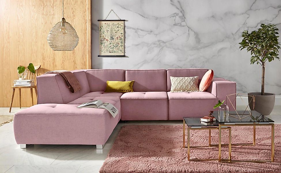 Home affaire Ecksofa "Sapporo L-Form" wahlweise Bettfunktion oder Sitztiefe günstig online kaufen