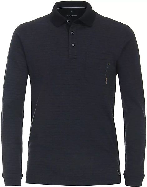Casa Moda Longsleeve Poloshirt Streifen Navy - Größe XL günstig online kaufen