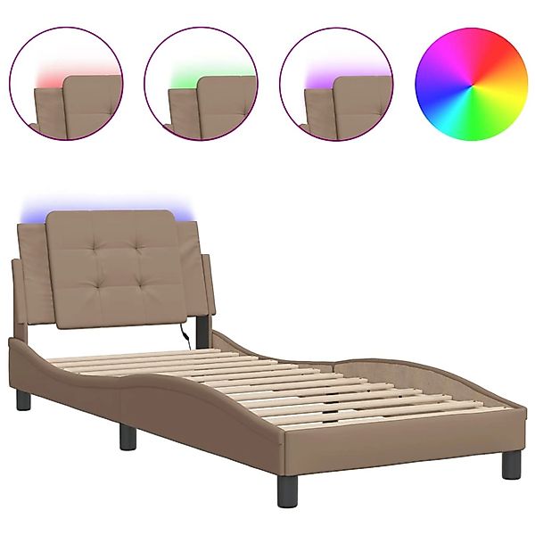 vidaXL Bettgestell mit LED ohne Matratze Zadar Cappuccino-Braun 90x200 cm K günstig online kaufen