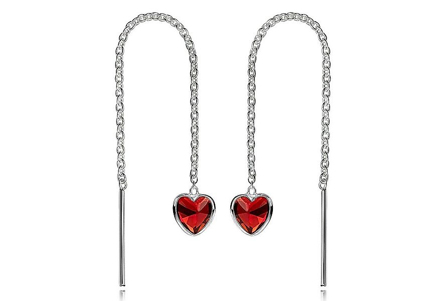 Materia Paar Ohrhänger Damen Silber Herz Zirkonia rot filigran SO-480, 925 günstig online kaufen