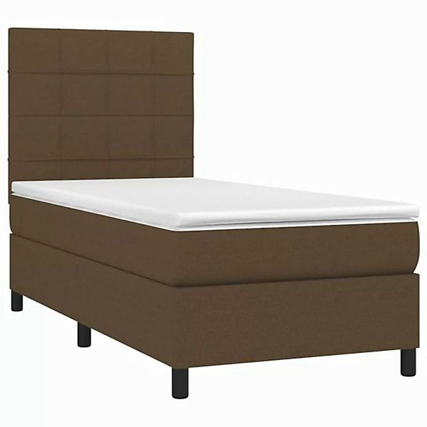 vidaXL Bett Boxspringbett mit Matratze & LED Dunkelbraun 90x190 cm Stoff günstig online kaufen