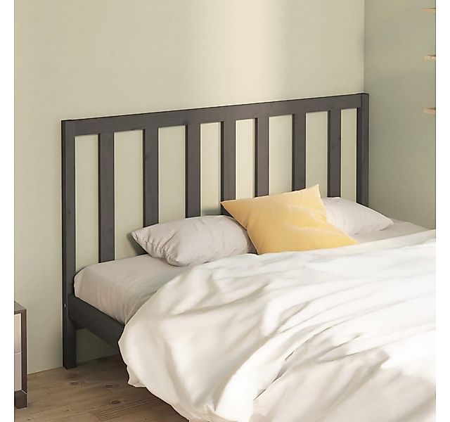vidaXL Bett, Kopfteil Grau 146x4x100 cm Massivholz Kiefer günstig online kaufen