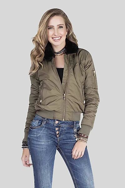 Cipo & Baxx Bomberjacke "Jacke", ohne Kapuze, mit modischen Kunstfellkragen günstig online kaufen
