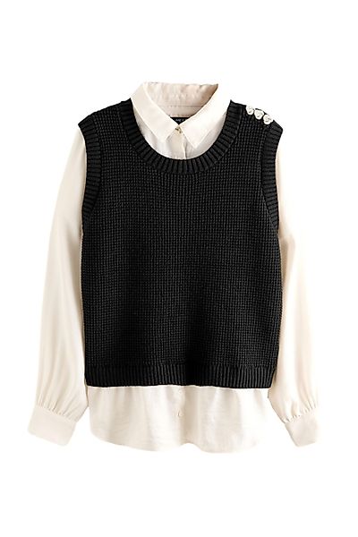 Next 2-in-1-Pullover Pullover mit Blusendetail und Schmuckstein günstig online kaufen
