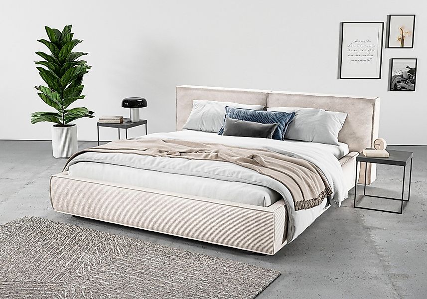 Home affaire Polsterbett "Adrina mit Biesenoptik, Feincord und Luxus-Microf günstig online kaufen