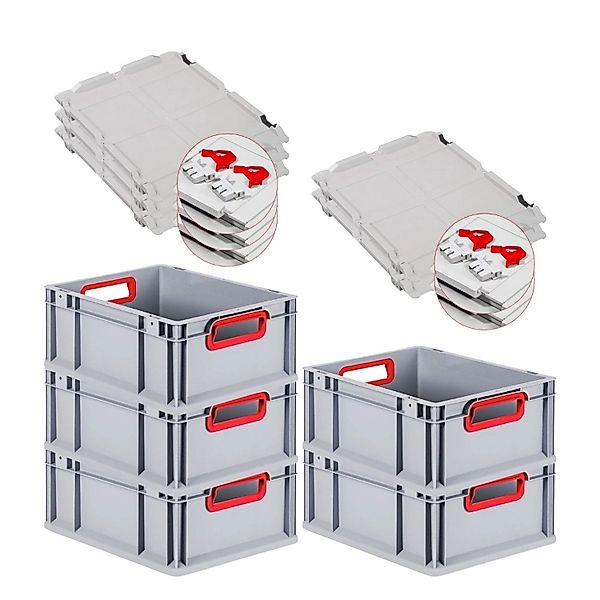 PROREGAL Spar Set 5x Eurobox Nextgen Color Mit Scharnierdeckel & Schiebesch günstig online kaufen