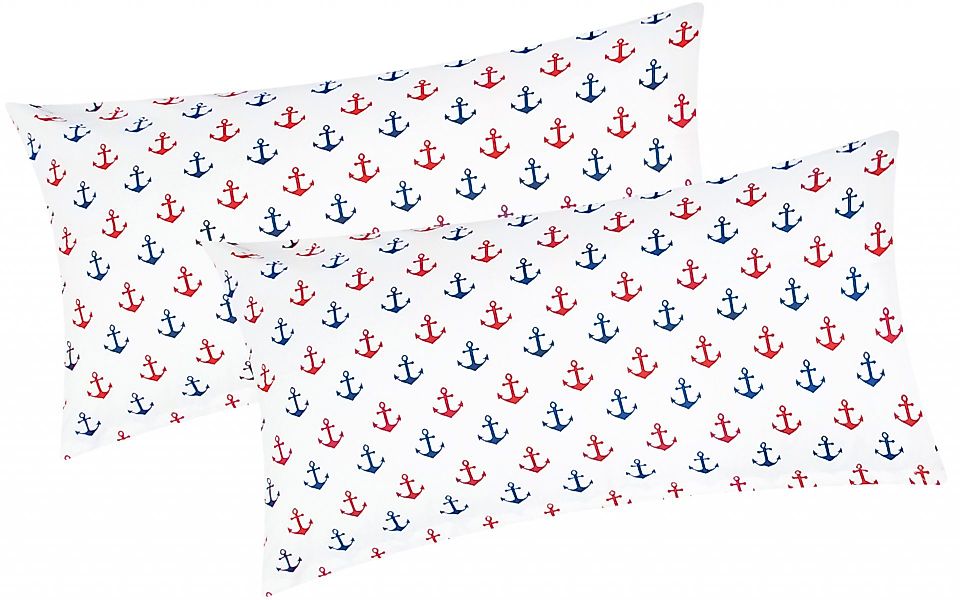 Heubergshop Kissenbezug, (2 Stück), 2er Set 40x80cm - Anker Rot Blau Baumwo günstig online kaufen