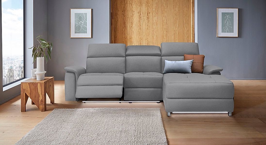 Home affaire Ecksofa Pareli, L-Form, 259cm,m. Recamiere, Echtleder, Kunstle günstig online kaufen