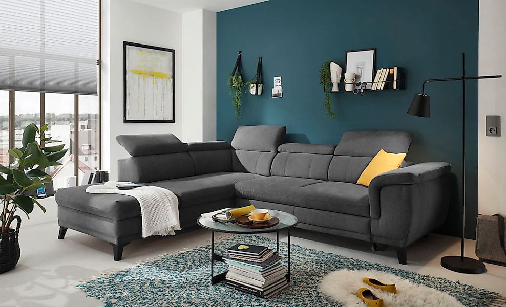 ED EXCITING DESIGN Ecksofa "Albany L-Form", mit Bettfunktion, Bettkasten & günstig online kaufen