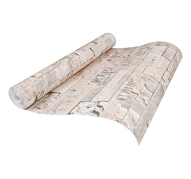 vidaXL Fototapete Vliestapete 3D Steinoptik Grau und Beige 10x0,53 m, (1 St günstig online kaufen