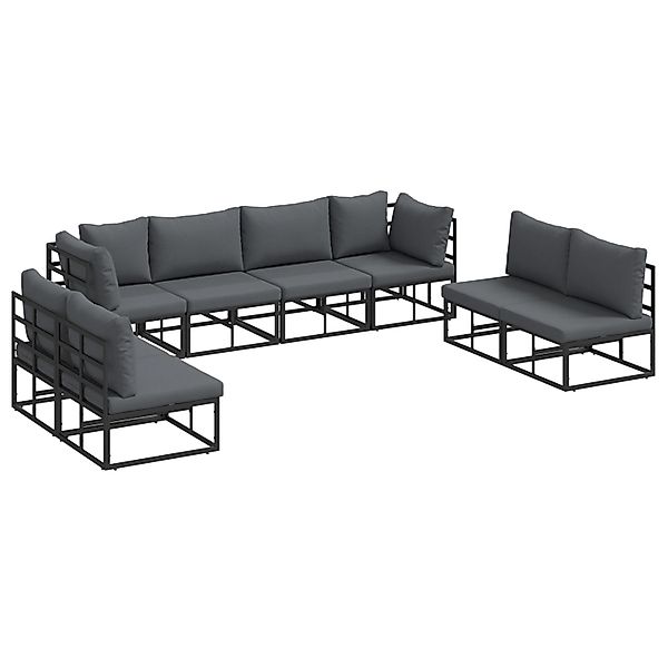 vidaXL Garten-Sofa-Set mit Kissen 8-Tlg Schwarz Aluminium 3378852 günstig online kaufen