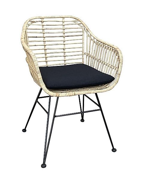 WOLF MÖBEL Esszimmerstuhl BALI Rattan Stuhl Tora inkl. Kissen schwarz (57x8 günstig online kaufen