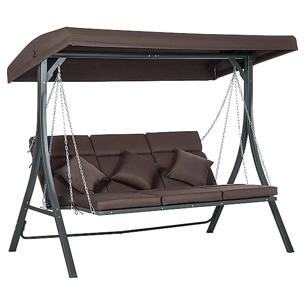 Outsunny Hollywoodschaukel Gartenschaukel mit Sonnendach, 3-Sitzer, günstig online kaufen