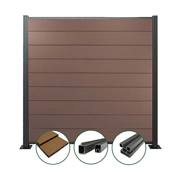 Woodstore24 Zaun WoodoZaun WPC Sichtschutzzaun gebürstete günstig online kaufen