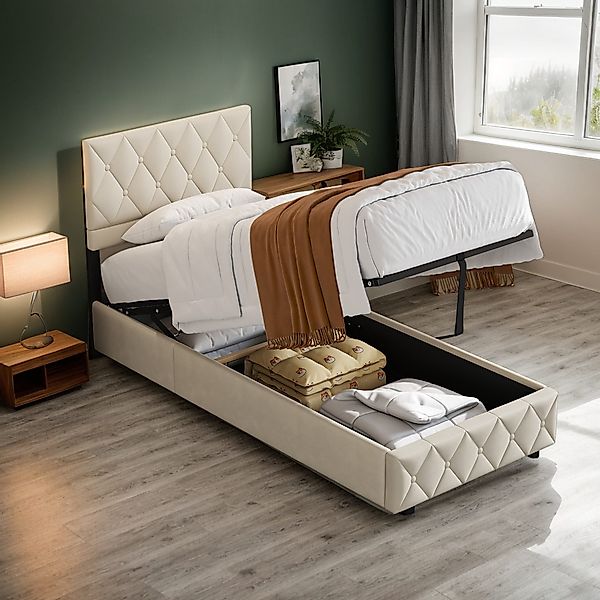 OKWISH Polsterbett Stauraumbett Funktionsbett (Ausgezeichnete Atmungsaktivi günstig online kaufen