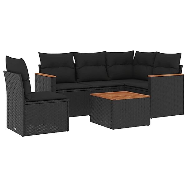 vidaXL 6-tlg Garten-Sofagarnitur mit Kissen Schwarz Poly Rattan Modell 215 günstig online kaufen