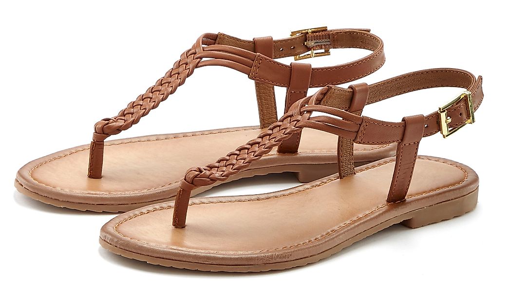 Vivance Zehentrenner, Sandalette, Sommerschuh,Sandale aus Leder mit Flecht- günstig online kaufen