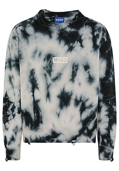 HUGO Blue Strickpullover Batik-Effekt, Oversized Fit, gedrucktes HUGO-Logo günstig online kaufen