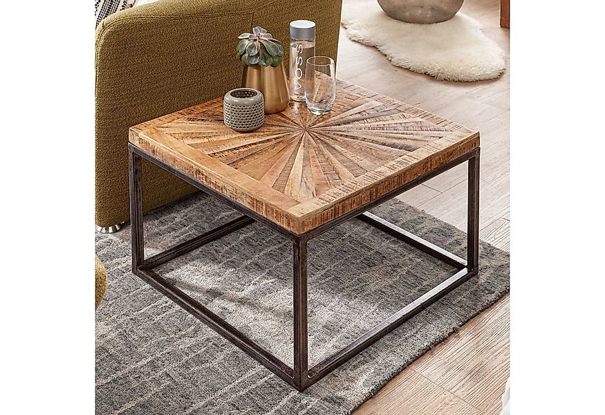 FINEBUY Couchtisch FB54908 Massivholz quadratisch 55cm Wohnzimmertisch Indu günstig online kaufen