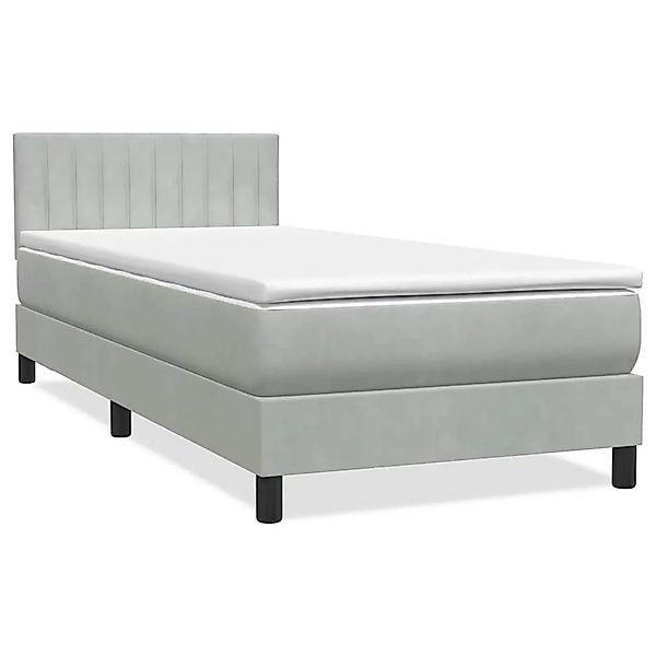 vidaXL Boxspringbett mit Matratze & LED Hellgrau 80x210 cm Samt 3317049 günstig online kaufen