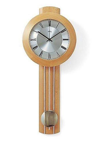 AMS Funk-Pendelwanduhr F5132/18 (Quarzuhr, Holzgehäuse,Buche,Esszimmer,Wohn günstig online kaufen