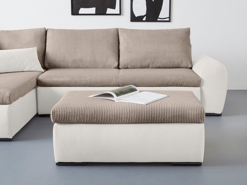 Home affaire Polsterhocker "Win" mit schwarzen Metallfüßen, frei im Raum st günstig online kaufen