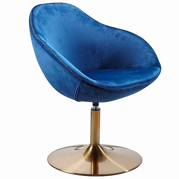 Loungesessel SIRAN Samt Blau / Gold 70x79x70 cm Design Drehstuhl | Clubsess günstig online kaufen