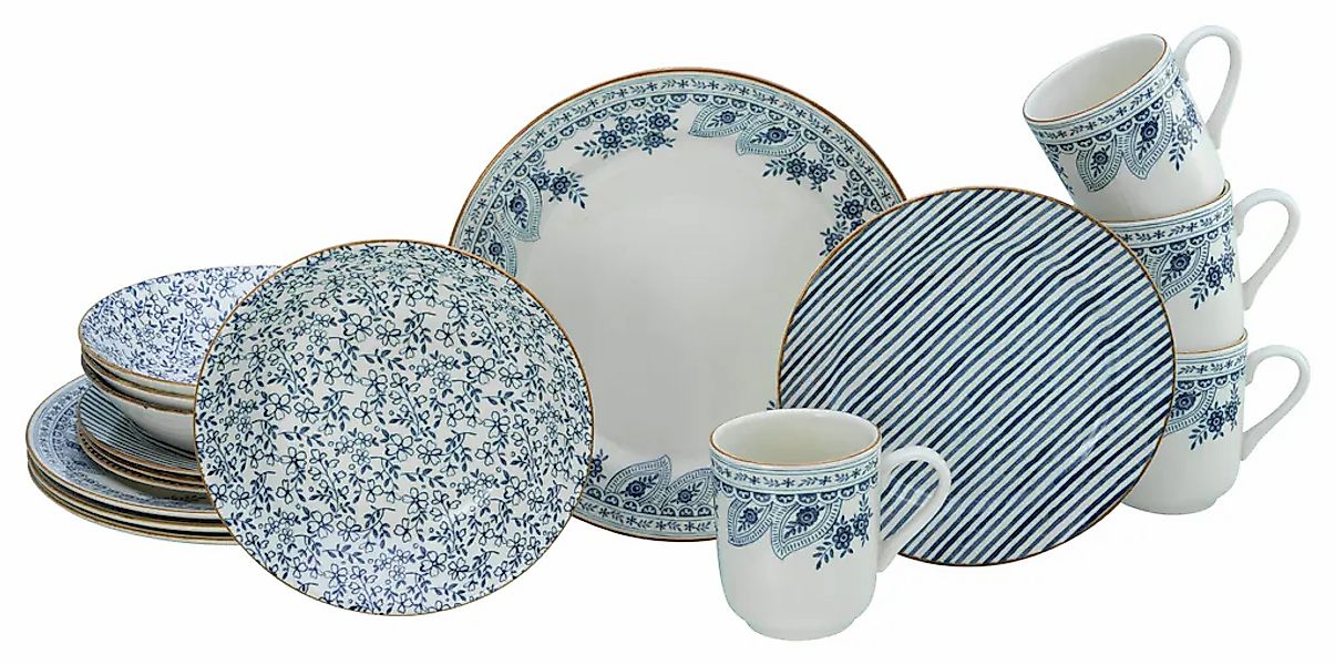 CreaTable Kombiservice "Euböa, Kombi-Service 16-tlg" Blaue Motive günstig online kaufen