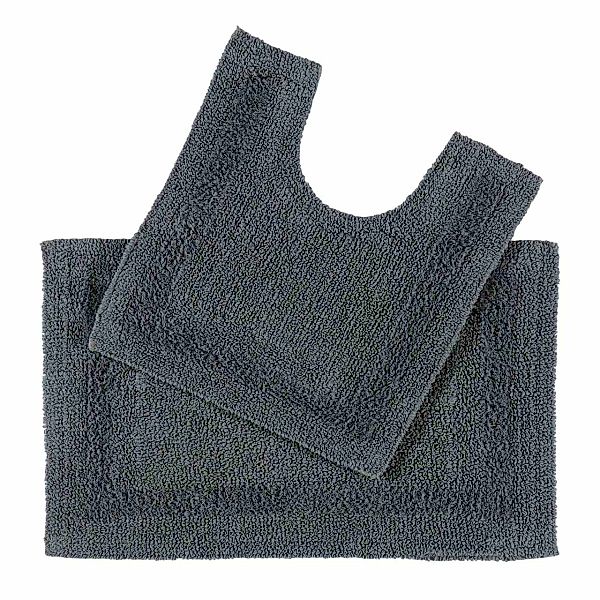 Homescapes Badematte 2-tlg. Badgarnitur grau aus günstig online kaufen