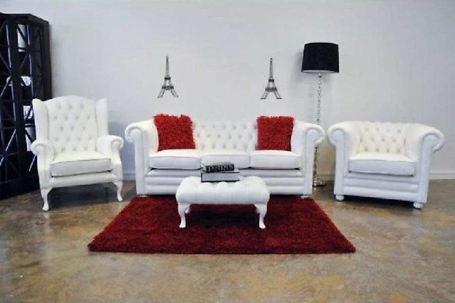 JVmoebel Sofa Luxus Grüne Chesterfield Sofagarnitur 3+1 Sitzer + Ohrensesse günstig online kaufen