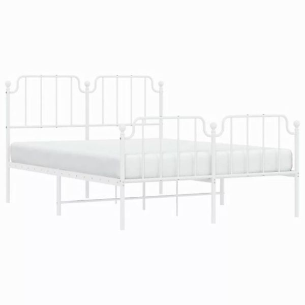 vidaXL Bett Bettgestell mit Kopf- und Fußteil Metall Weiß 135x190 cm günstig online kaufen