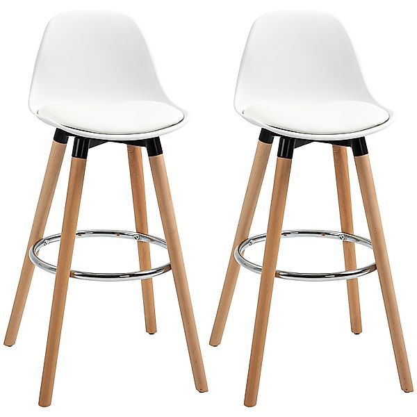 HOMCOM 2er-Set Barhocker Küchenhocker Barstuhl mit Fußstützen Kunstleder We günstig online kaufen