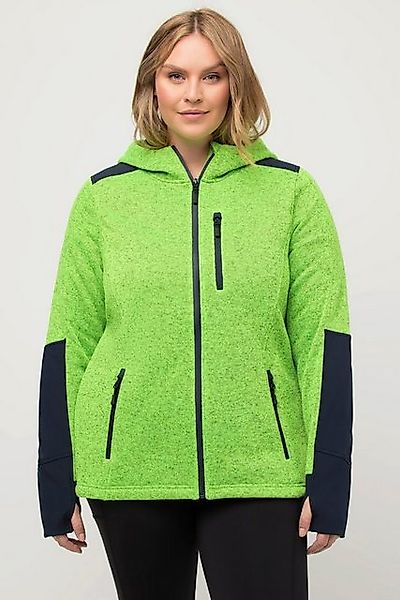 Ulla Popken Sweatjacke Fleecejacke Reflektordruck Kapuze Daumenloch günstig online kaufen