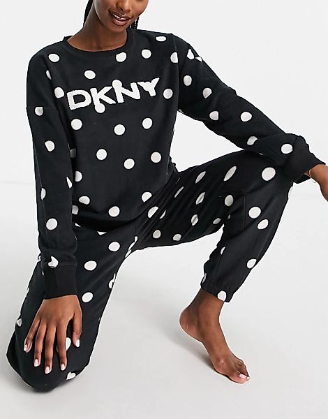 DKNY – Weiches Lounge-Set mit Sweatshirt und Jogginghose mit Punktemuster i günstig online kaufen