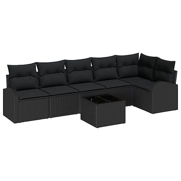 vidaXL Loungesofa 7-teiliges Garten Sofa Set mit Kissen Beige Poly Rattan, günstig online kaufen