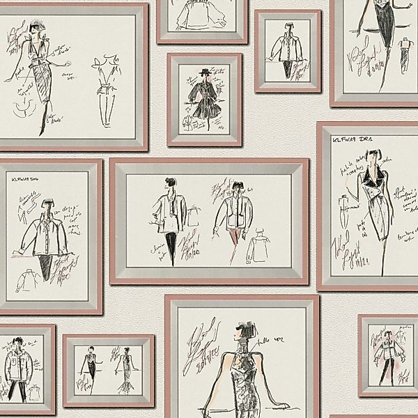 Bricoflor ausgefallene Tapete in Koralle Rote Vliestapete mit Gezeichneten günstig online kaufen