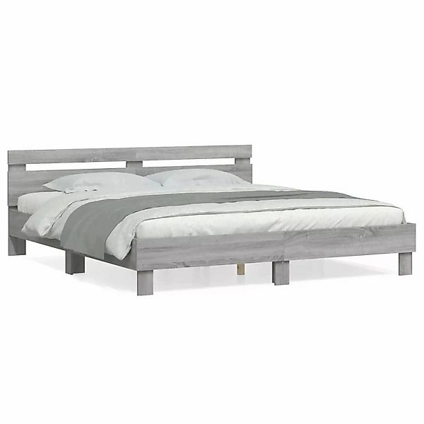 vidaXL Bettgestell mit Kopfteil Grau Sonoma 200x200cm Holzwerkstoff Modell günstig online kaufen