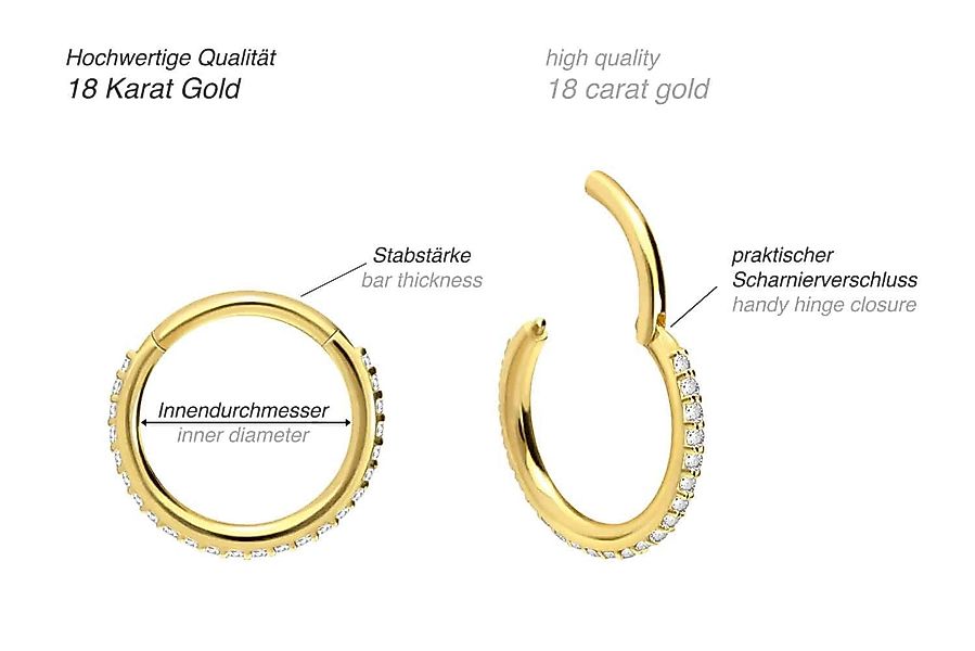 PIERCINGLINE Piercing-Set 18 Karat Gold Segmentring günstig online kaufen