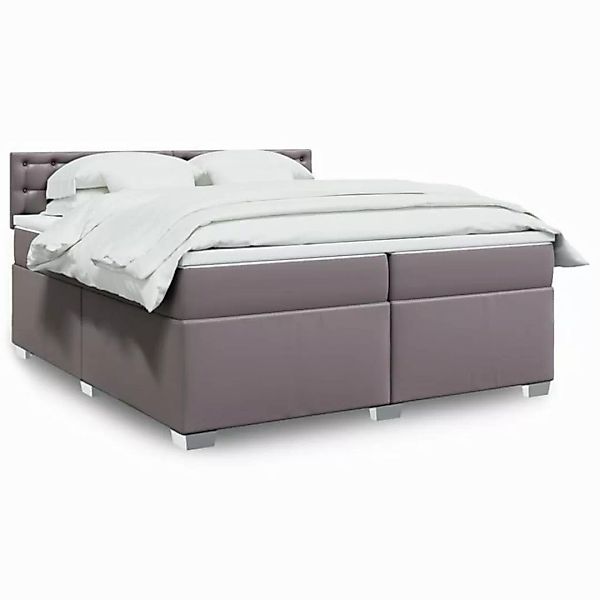 furnicato Bettgestell Boxspringbett mit Matratze Grau 200x200 cm Kunstleder günstig online kaufen