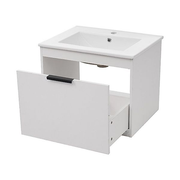 WISHDOR Waschbeckenunterschrank mit Keramikwaschbecken (Badschrank, 1-St., günstig online kaufen