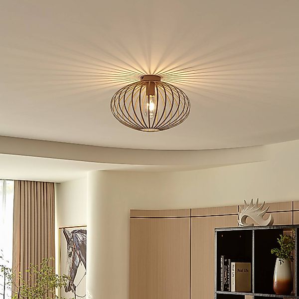 Lindby Deckenleuchte Maivi, beige, 40 cm, Eisen, Käfig günstig online kaufen