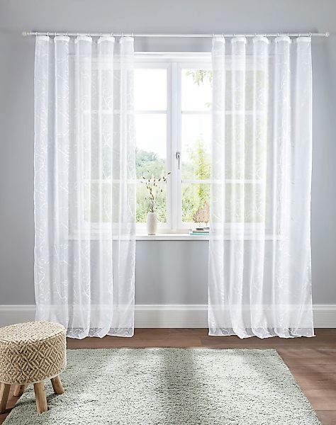 Home affaire Gardine "Adele" Kräuselband 1 Stk. tlg. transparent, mit flora günstig online kaufen