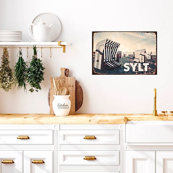 queence Metallbild "Sylt vibe" Meer  Schriftzug  Schriftzüge  Strand 1 Stk. günstig online kaufen