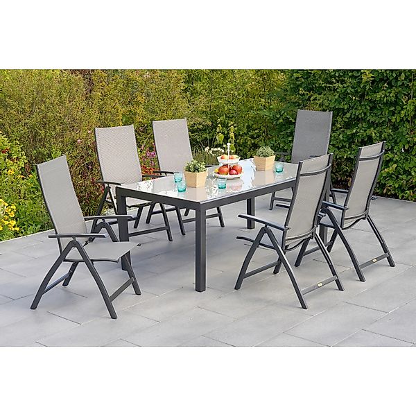Merxx Vicenza Set 7-tlg. 6 Klappsessel Gartentisch 190 x 100 cm günstig online kaufen