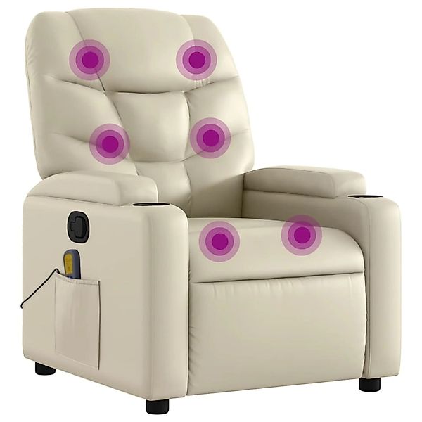 vidaXL Sessel Massagesessel Creme Kunstleder (1-St) günstig online kaufen