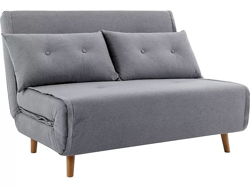 Sofa 2-Sitzer mit Schlaffunktion - Stoff - Hellgrau - URIBIA günstig online kaufen
