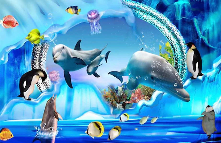 Papermoon Fototapete »3D DESIGN Delfine im Meer« günstig online kaufen