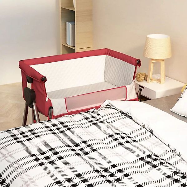 Vidaxl Babybett Mit Matratze Rot Leinenstoff günstig online kaufen